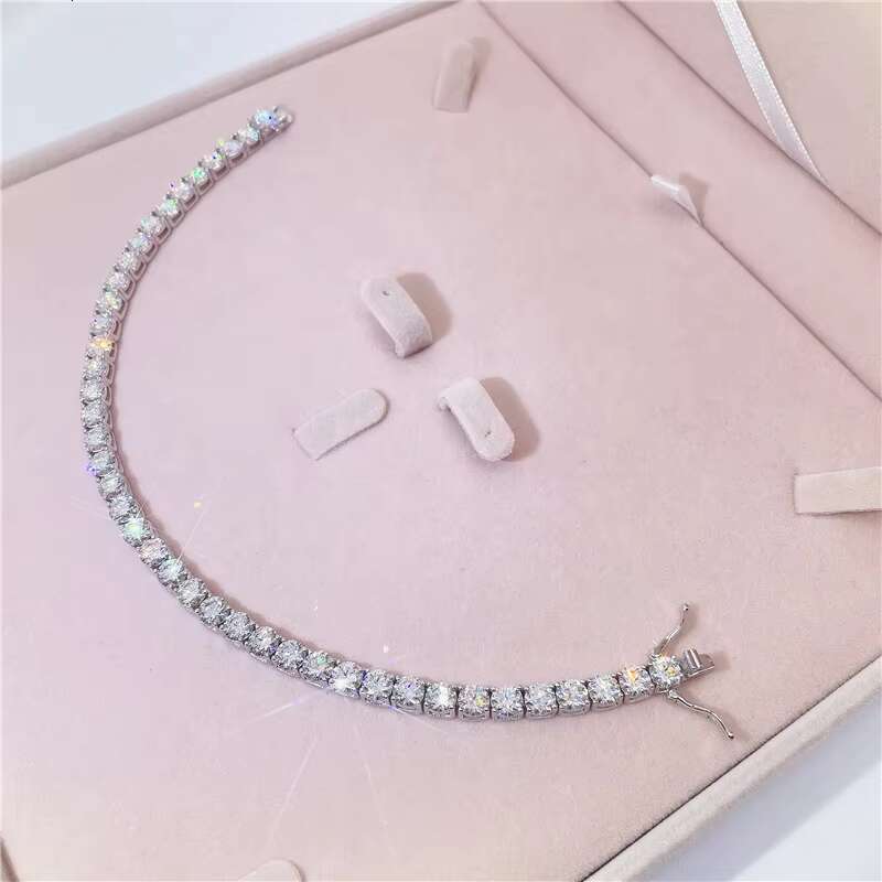 6.5MM Round VVS Moissanite 9 Inches Iced Out Moissanite Diamond Mens 18K Solid Gold Tennis Chain Bracelet With Certificate