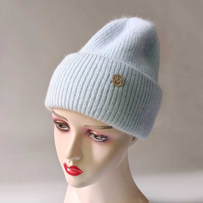Winter Hats For Women Rabbit Fur Beanie Hat Woman Knitted Skullies Beanies Solid Wool Soft Autumn Winter Cashmere Caps BonnetXJ251129