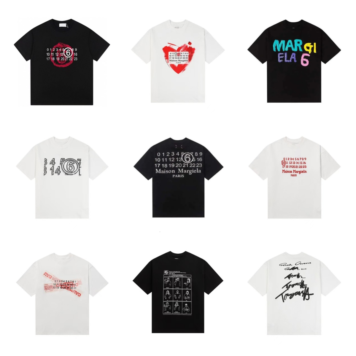 maisonss margeilass shirts Designer T Shirt Mens Tshirt Digital Pattern Round Neck Trendy Brand Short Sleeved Shirt maisonss margeilass