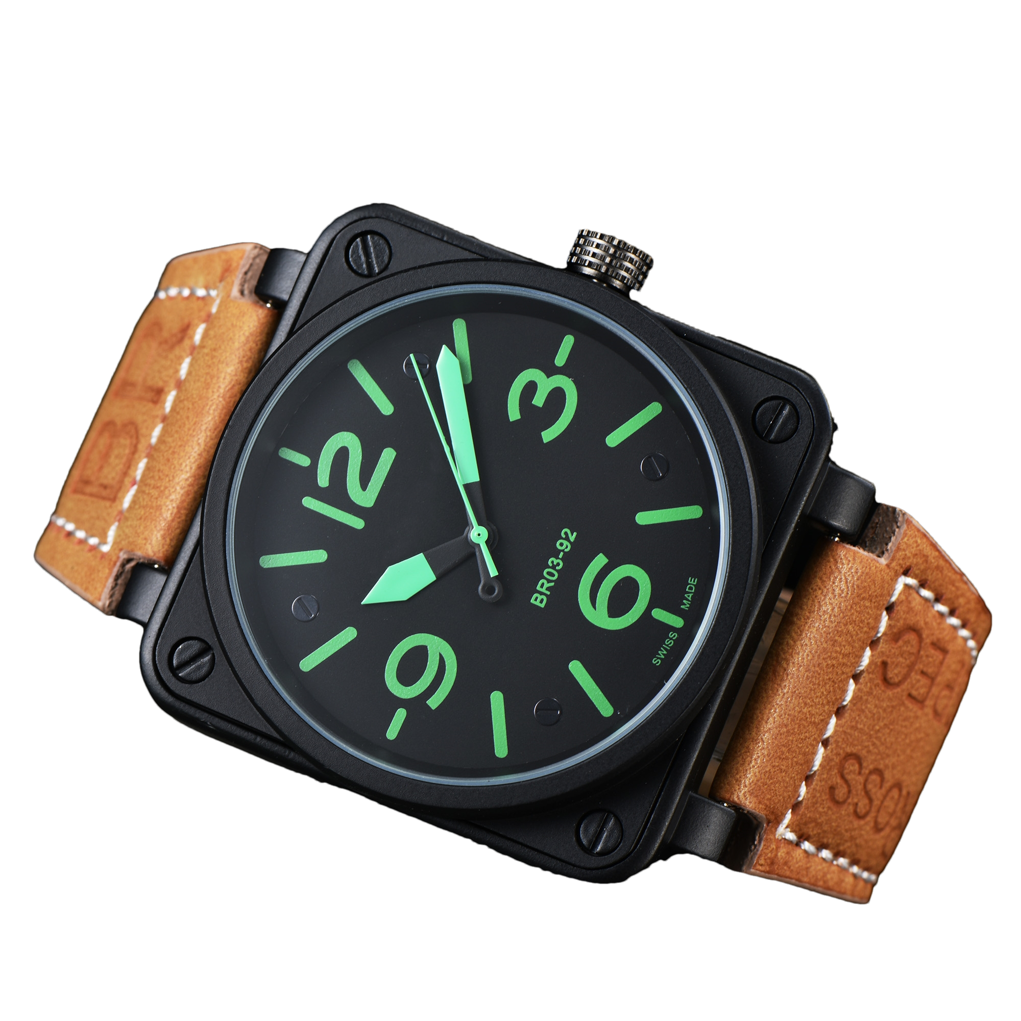 2025 new mens BELLity &Wristwatches Men Automatic Mechanical Watch Luxurious and high-quality Brown Leather Black ROSSity Rubber leather watches #155
