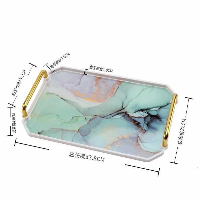 European Imitation Porcelain Storage Tray Marbled Square Tea Tray Jewelry Cosmetics Water Cup Food Storage Home Decoration New Y251129