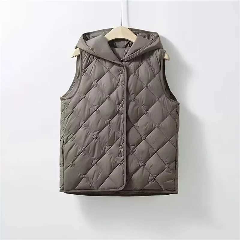 2025 Spring and Autumn down cotton vest for women lightweight hooded down cotton Jackets for Women Jackets White Black JacketT251129