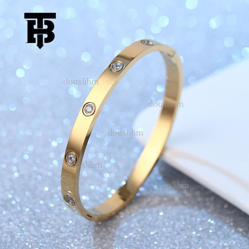 TB BHULAMTE Designer Fashion Titanium Steel Bracelet Luxury Simple Elegant High End Diamond Set Shining Ins Non Fading Rose Bracelet Jewelry Can Take  - view 5