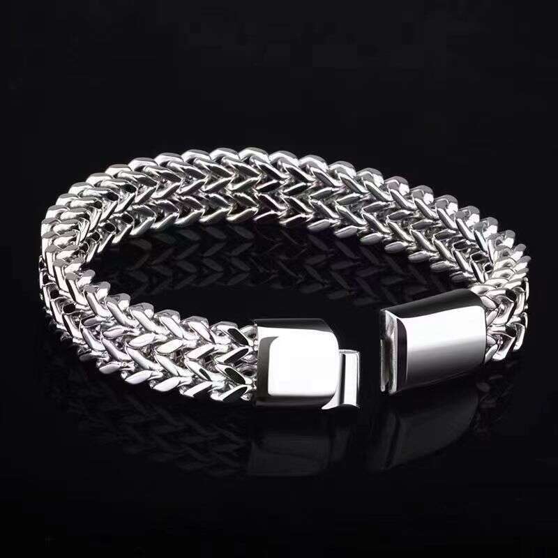hip hop stainless steel front back mens bracelet simple and domineering punk highend feeling cuban bracelet trend