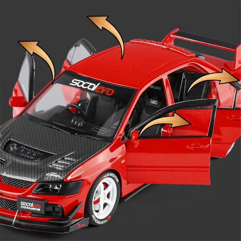 124 Mitsubishis Lancer Evolution 9 Alloy Sports Car Model Metal Modified Track Racing Vehicles Car Model Sound Light Kids Gifts J251129