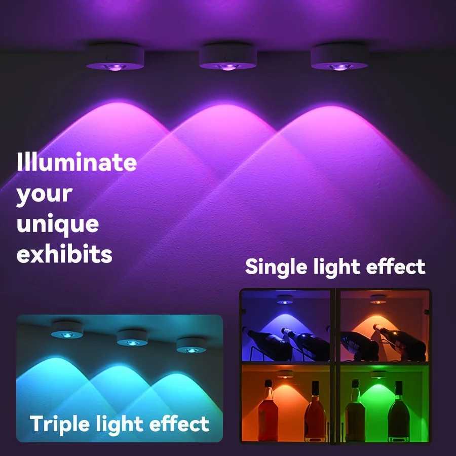 Night Light RGB 12 Color Wireless Remote Control Type-c Rechargeable Light Powered Cabinet Light For Kitchen Wardrobe Bedroom M251129