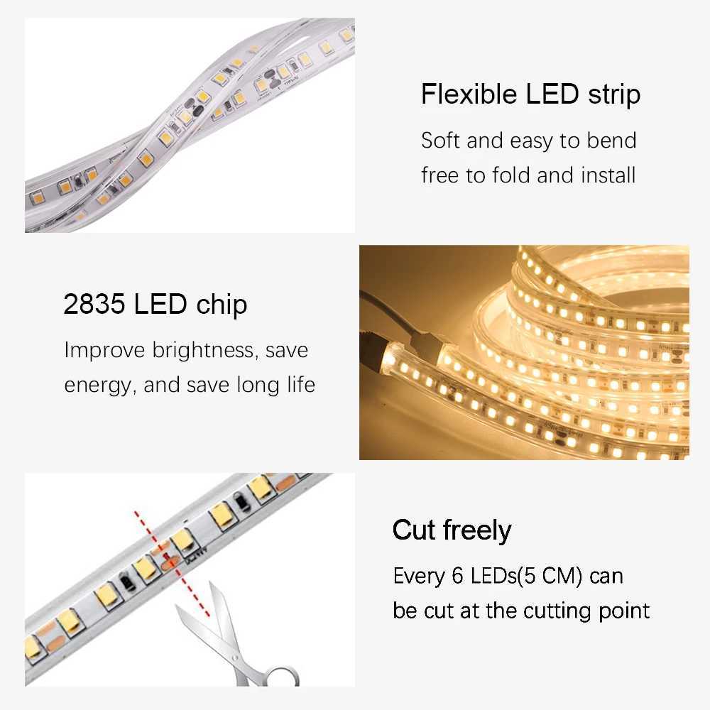 IP67 Waterproof LED Strip Light 12V 24V 2835 120Leds/m Flexible LED Tape Ribbon Rope Light White/Warm White/Natural White 1-10m M251129