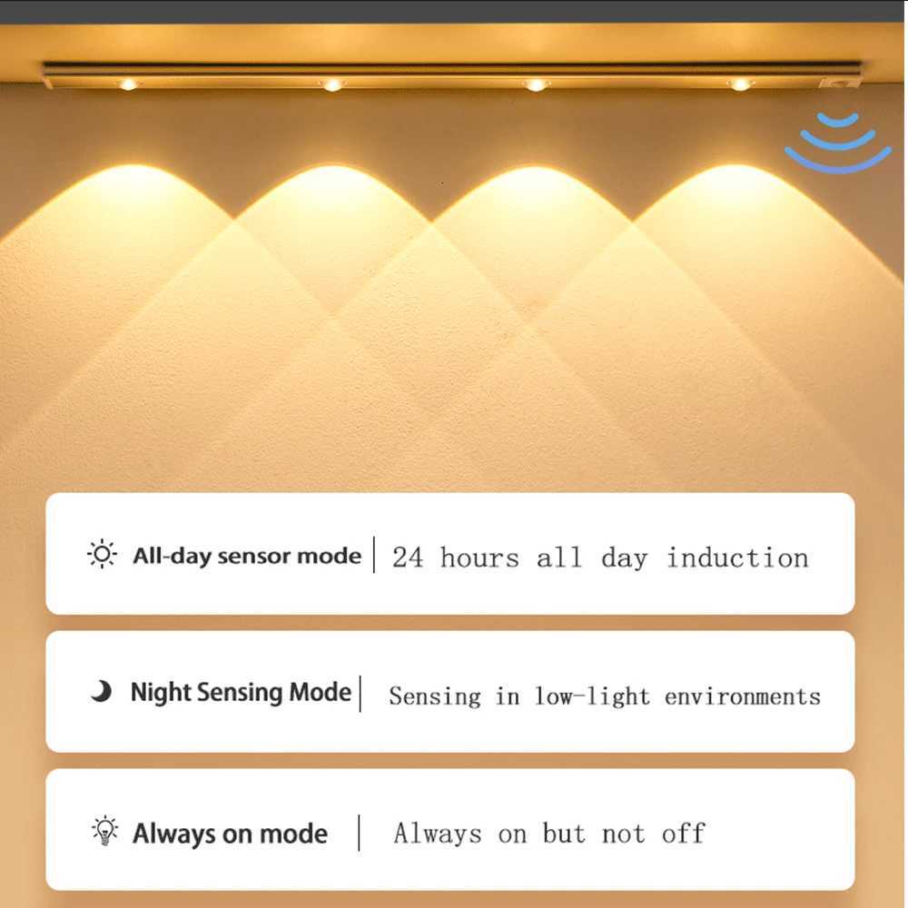 Cabinet Light USB Rechargeable Motion Sensor Ultra-thin Led Lamp for Kitchen Wardrobe Cabinet decoration Lighting 20CM/30CM/40CM M251129