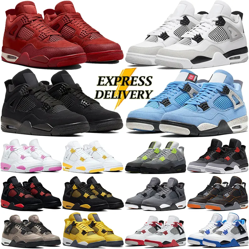 4S Black cat Basketball Shoes j4 Bred Reimagined Red Cement Pine Green Craft Photon Dust Mens Casual Sneakers Womens Outdoor Sports Trainers