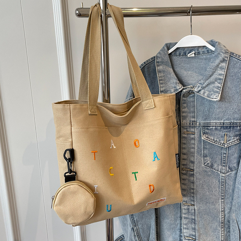 Large Capacity Canvas Bag for Women New Tote Bag for Women Ins College Students Single Shoulder Handbag for Class 241029