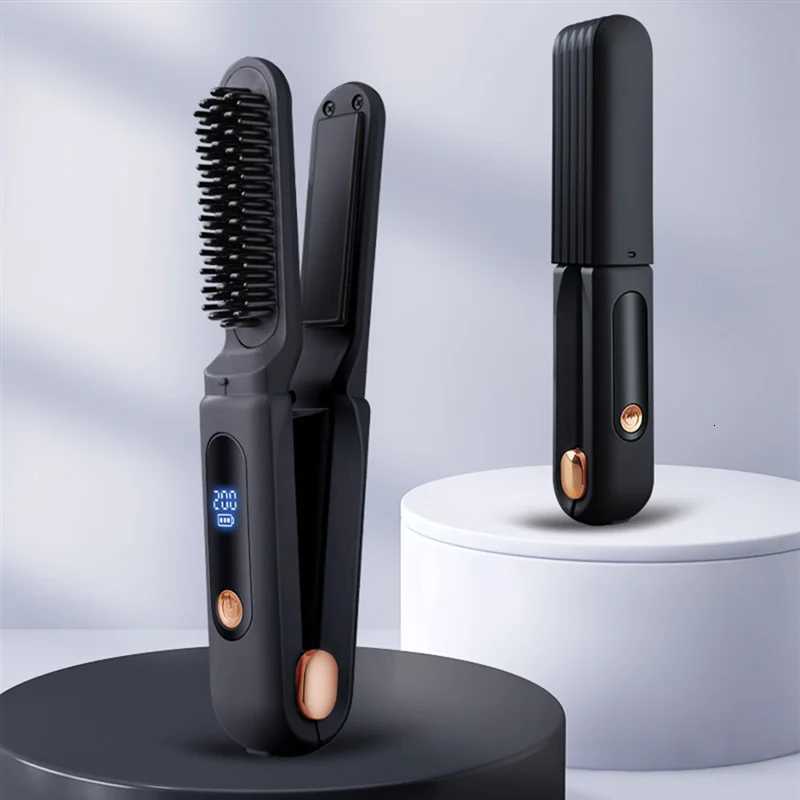 AA20-2 In 1 Hair Tool Portable Hair Straightening Brush Hair Straightening Brush VioletT251129