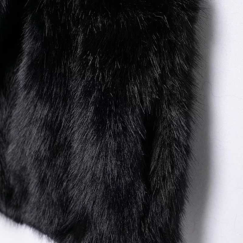HXAO Black Faux Fur Coat Woman Autumn Winter Vests 2025 Fluffy Cropped Coats Stuffed Sleeveless Waistcoat Chic Hairy Warm VestsT251129