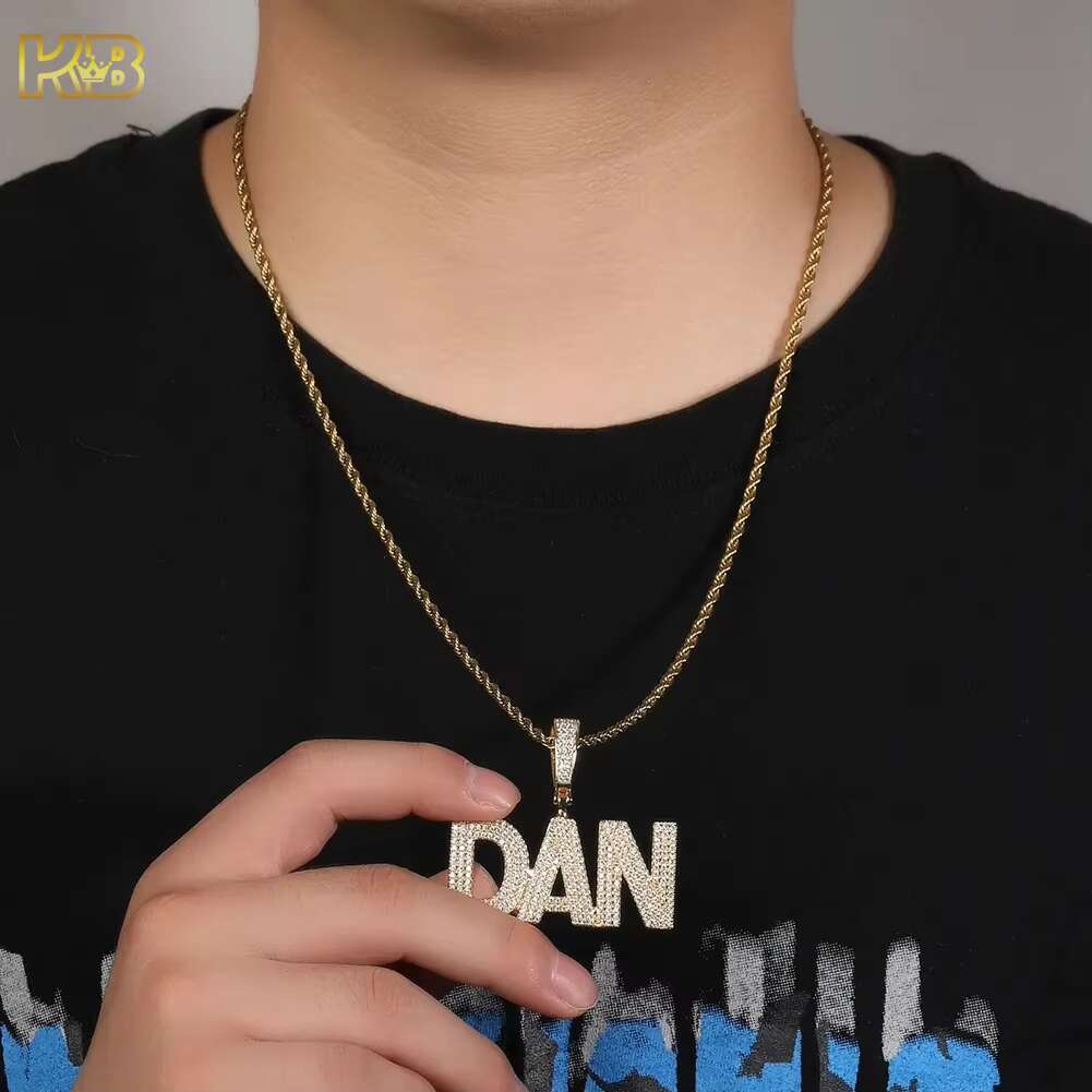 Letter Pendant Necklace for Men Gold Letter Moissanite Fine Pendants Fashion Jewelry Charms Custom Letter Pendant Necklace