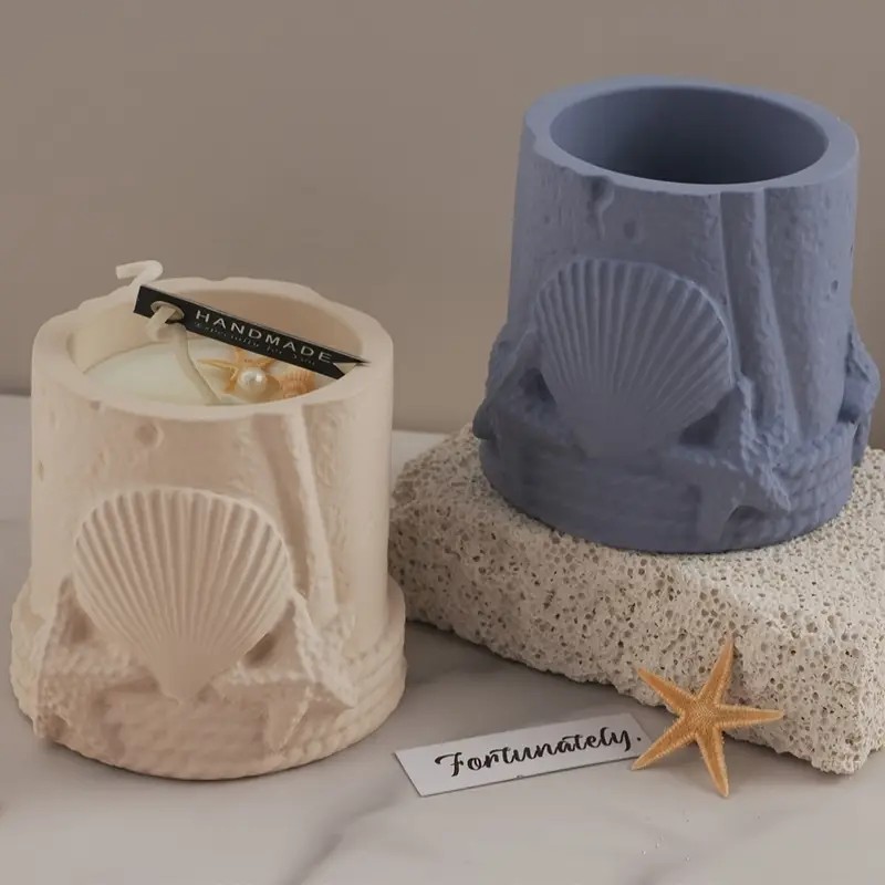 Marine Shells Starfish Storage Jars Cement Gypsum Silicone Molds Scented Candles Cups Decorative Ornaments, DIY Handicraft