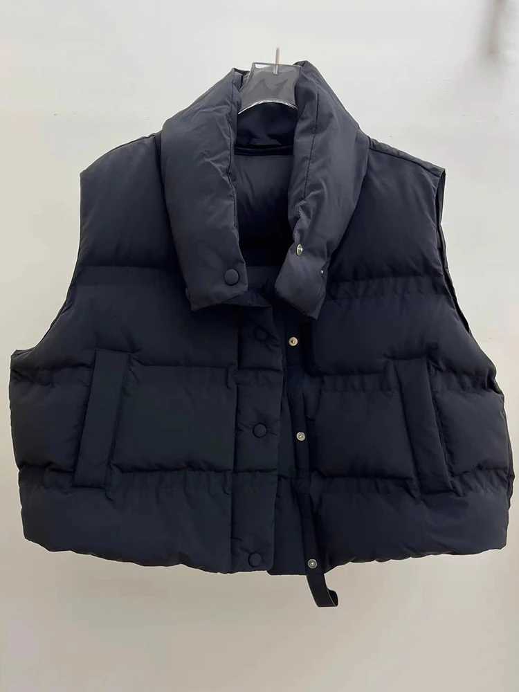 Autumn Winter Stand Collar Puff Solid Down Vest Female Single Breasted Waistcoat Outwears Women White Duck Down Sleeveless VestT251129