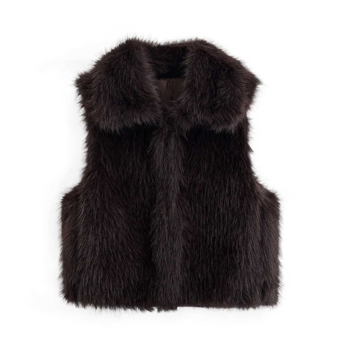 European and American Style Autumn/Winter New Arrival Short Thicker Fur-Like Vest for Women Sleeveless Cape Thick BlazerT251129