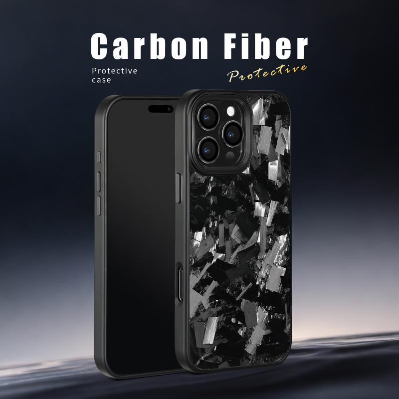 Metal black frame forged carbon fiber mobile phone case for iPhone16/15/14/13/11 pro max iPhone case gold green