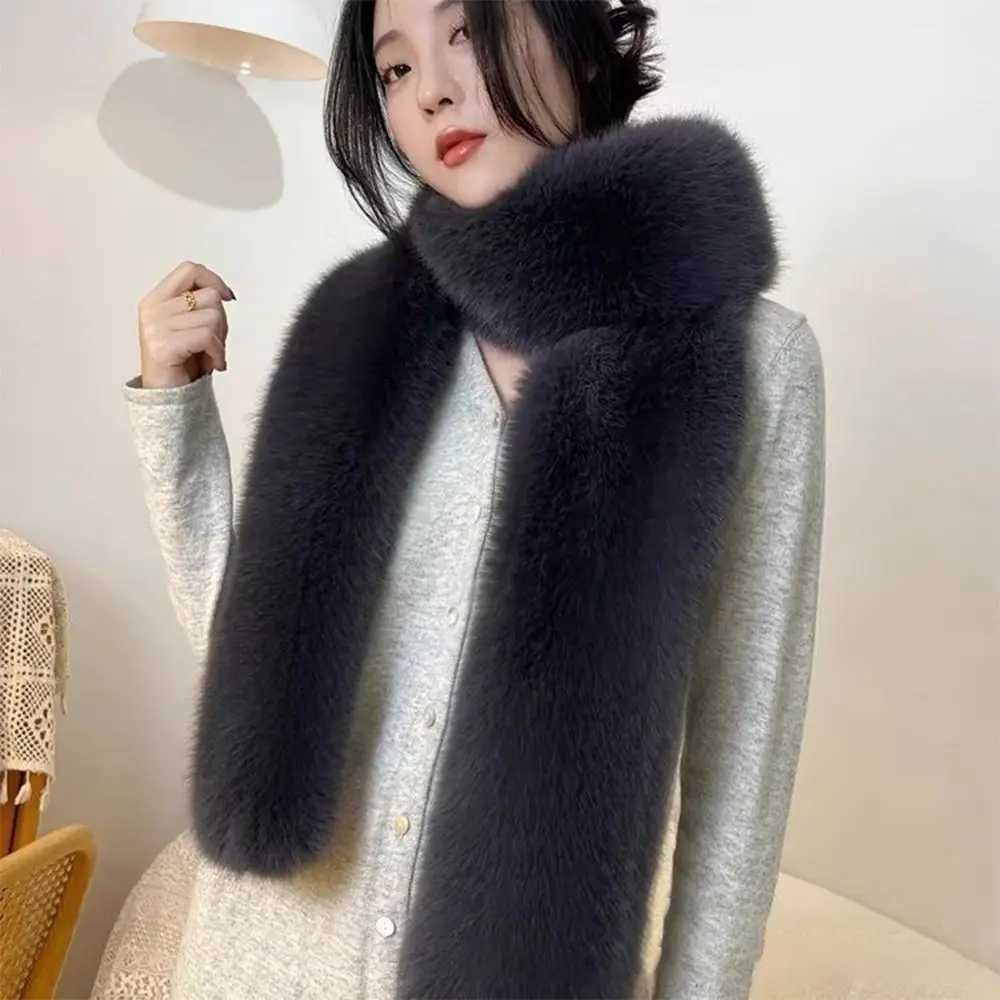 Fashionable 180cm Fake Fur Long Scarf Soft Plush Thick Long Strip Scarf Fur Decor Luxury Wraps Shawl Party Ladies Neck WarmerJ251129