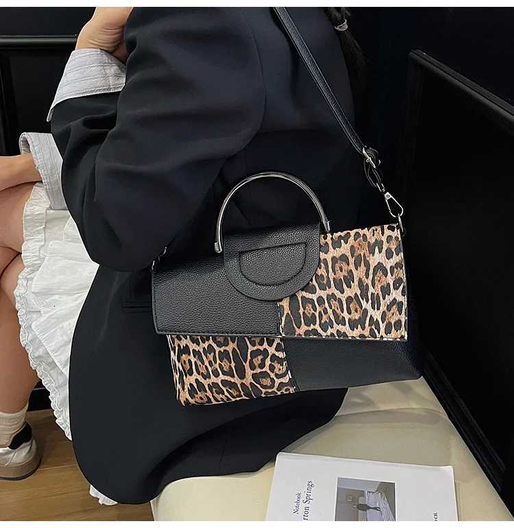 Womens Leopard Print Bag 2025 Autumn - Fashion High-Quality Light Luxury Splicing Contrast Commuter Shoulder/Messenger Tote K251128