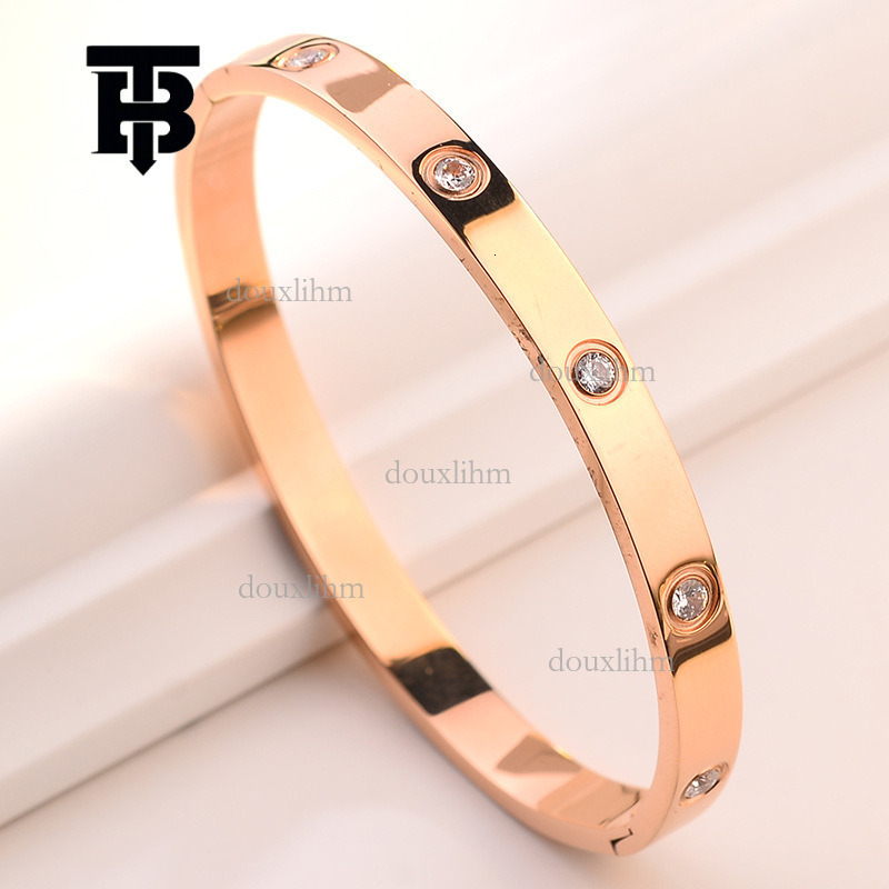 TB BHULAMTE Designer Fashion Titanium Steel Bracelet Luxury Simple Elegant High End Diamond Set Shining Ins Non Fading Rose Bracelet Jewelry Can Take  - view 7