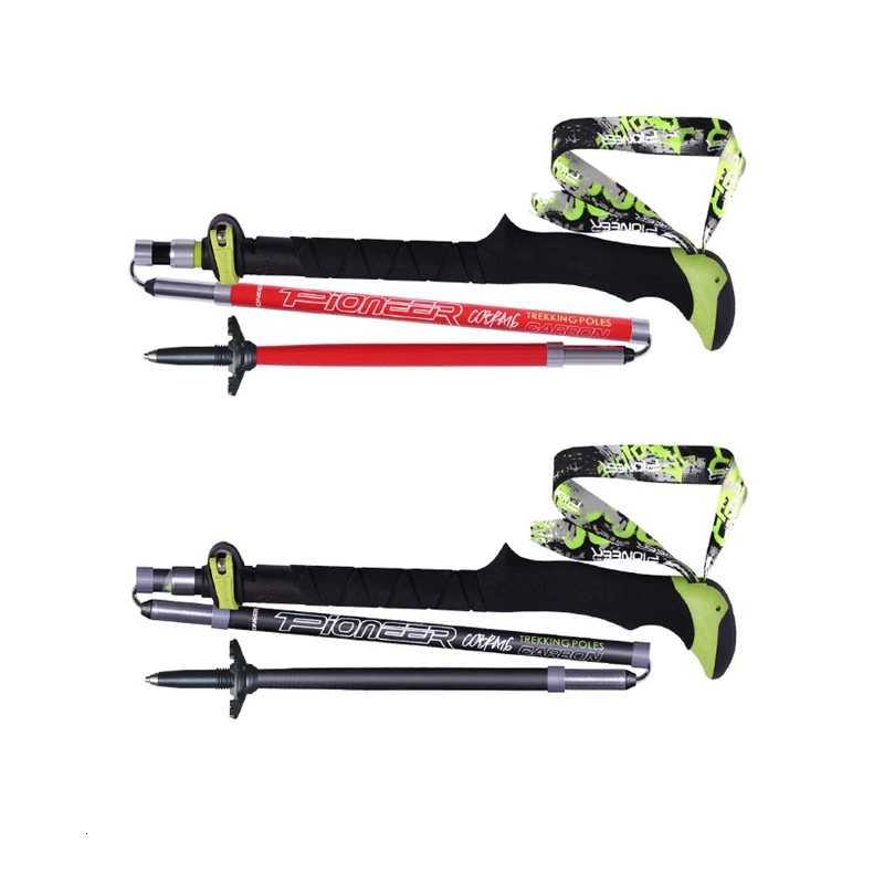Pioneer Carbon Fiber Walking Sticks Folding Trekking Poles Ultralight Alpenstocks For Outdoor Camping Hiking Trail Running X251128