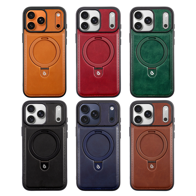 Suitable For Iphone Pro Max Magnetic Stand Phone High-End Business Leather Cover free shipping Apple 17 Shockproof Protective Case