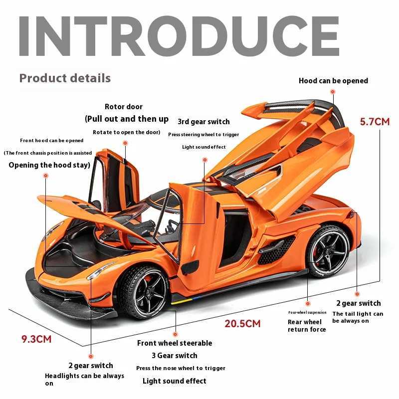 Simulation 124 Jesko Car Model Alloy Car Model Sports Car Childrens Toy Car Collection Ornaments Boy Birthday Gifts J251129