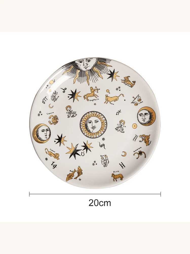 Luxury White Face Sun Hanging Plate Ceramic Round Wall Decoration European Art Wall Decoration 10 Inches Craft Fruit Dessert Plate New Y251129