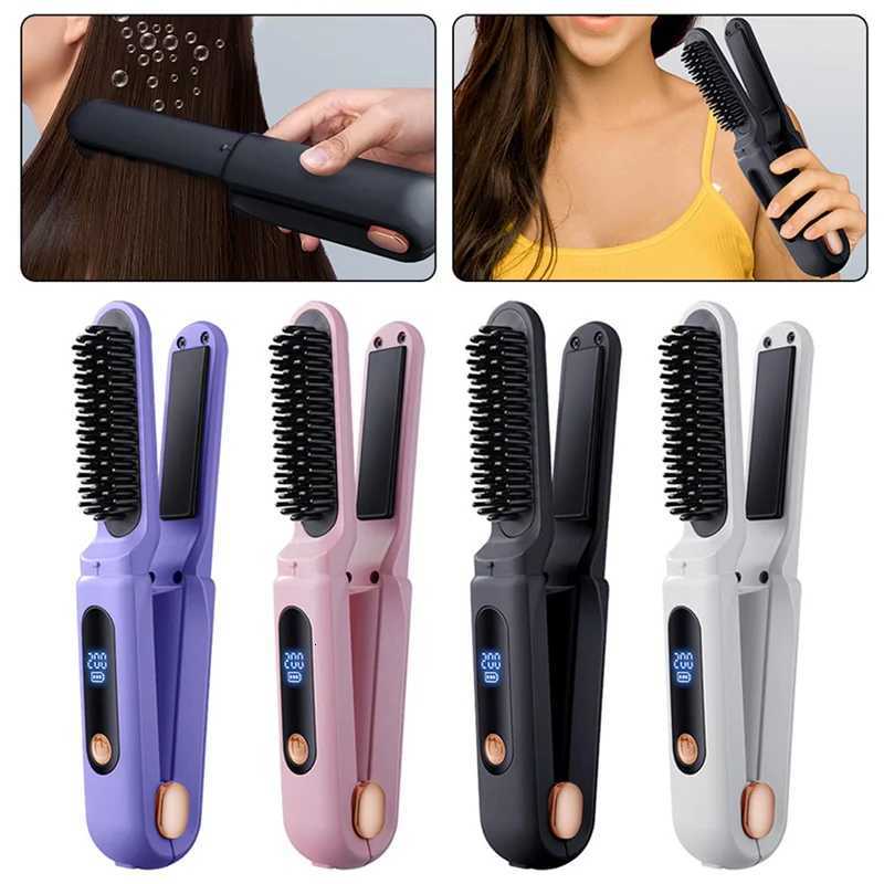 AA20-2 In 1 Hair Tool Portable Hair Straightening Brush Hair Straightening Brush VioletT251129