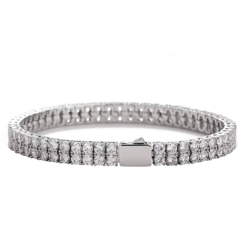 BB230 Double Line CZ Tennis Bracelet Men and Women Hip Hop Brass Chain Bracelets