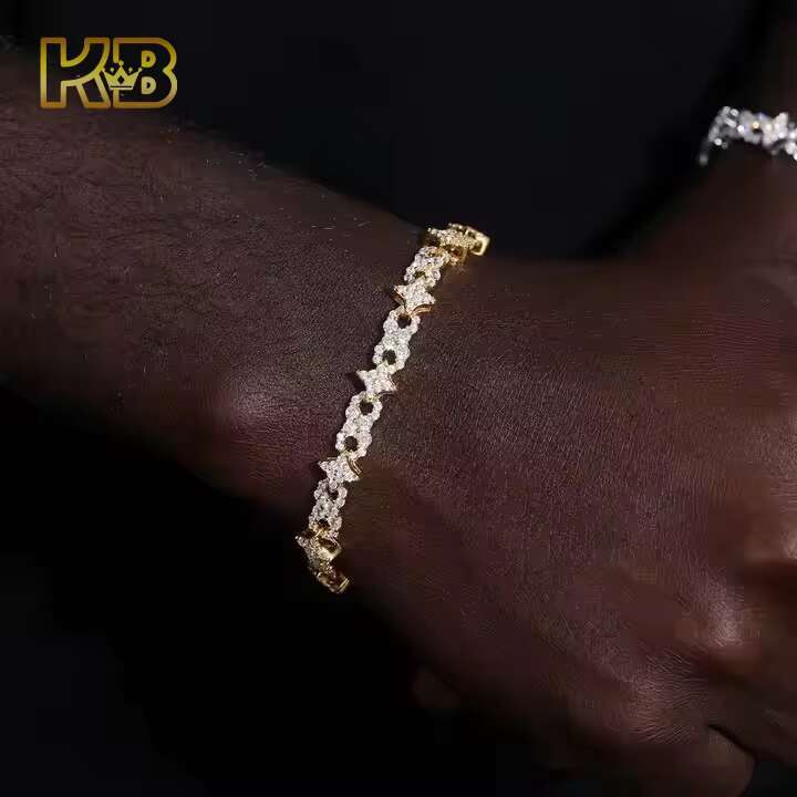 Moissanite-Inlaid Blinged-Out Hip Hop Star Bangle Trendy Jewelry Piece Perfect for Any Occasion
