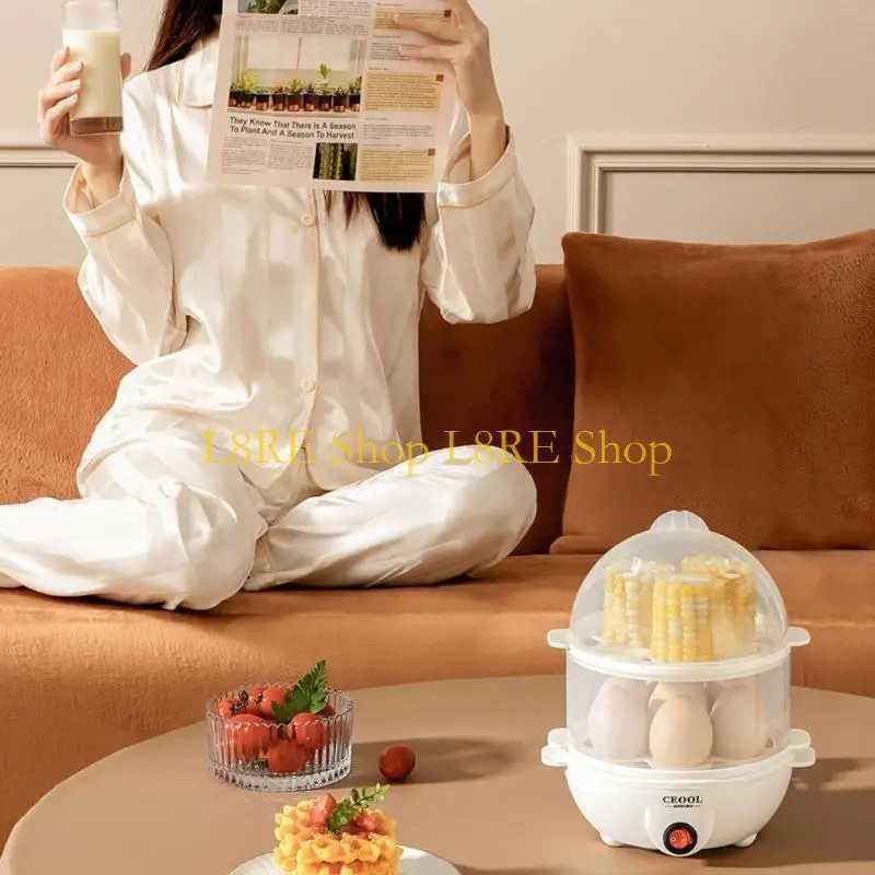 L8RE Eggs Cooking Appliance Double Layer 14 Eggs Tray Steam Dumplings Omelets Poacher Dishwasher Safe Electric Eggs Cooker C251129