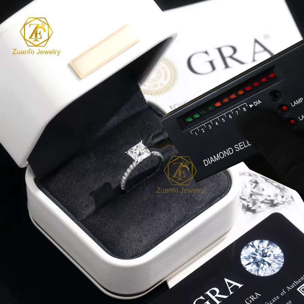 Moissanite Jewelry Solid 14K Pure Gold 1.5CT 6*6mm Cushion Cut Diamond Halo Moissanite Engagement Wedding Ring