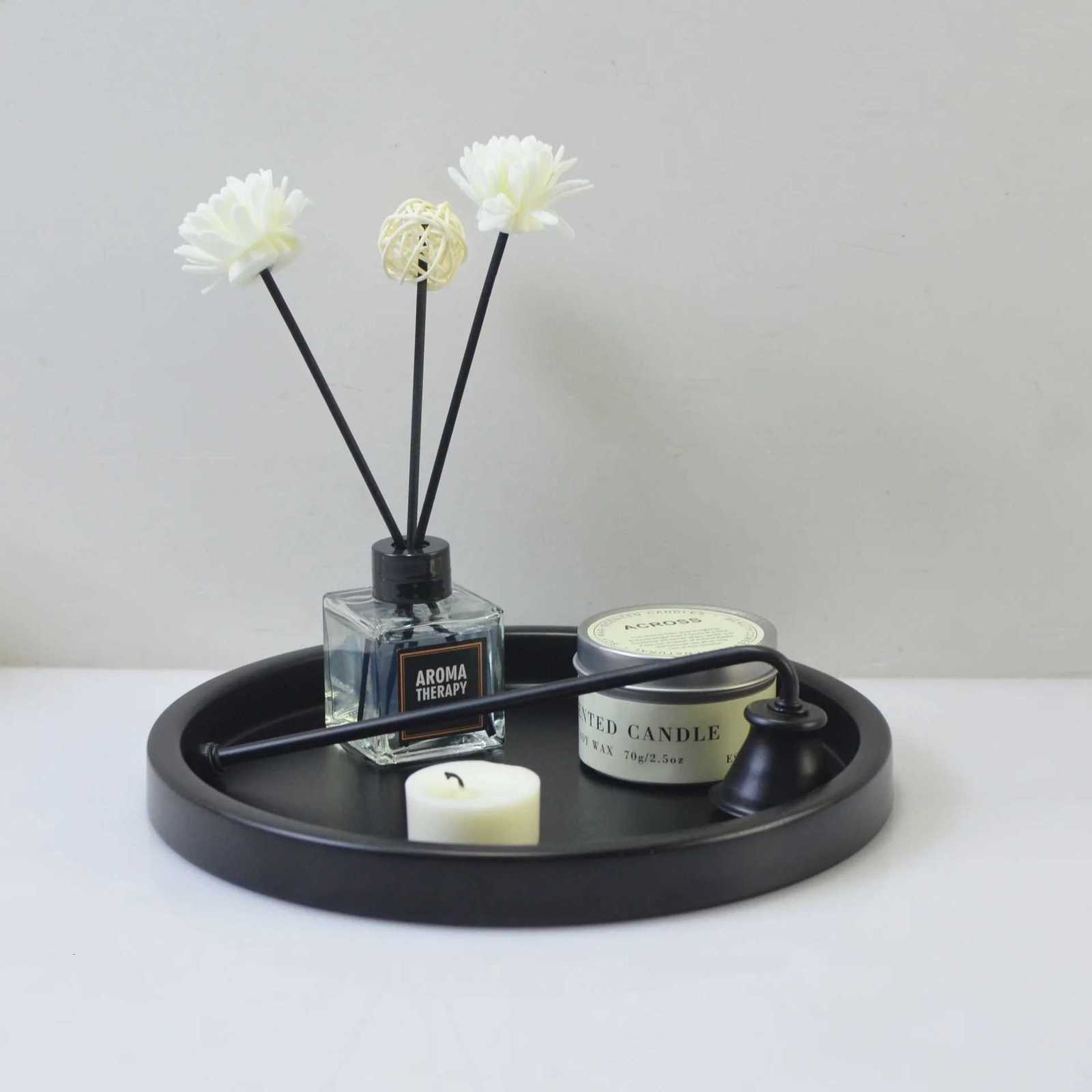 Northern Europe Matel Tray Decorative Ornament for Perfume Jewelry Bracelet Earrings Storage Tray Candle Holder Y251129