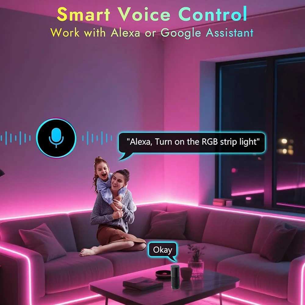 Tuya WiFi COB RGB LED Strip 12V 1m 2m 3m 5m 10m Dimmable Cabinet Bed Room Lighting RF Remote Control for Alexa Google Assistant M251129