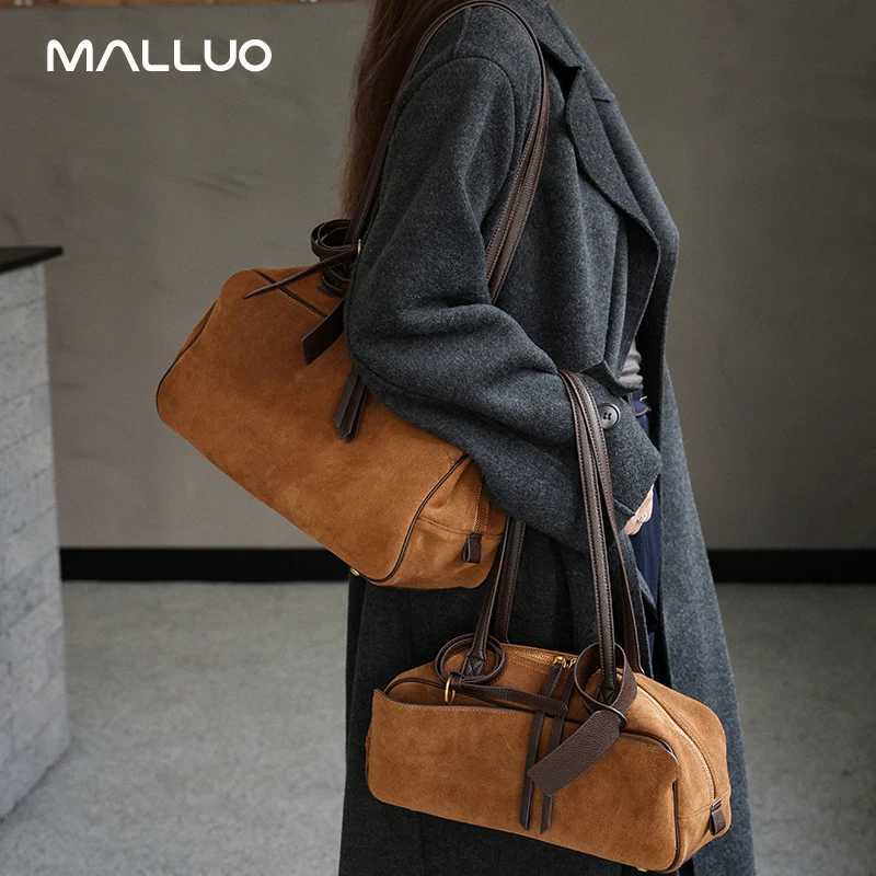 Ladies Casual Soft Suede Cowhide Handbags Womens Frosted Cow Leather Shoulder Bag Female Fashion Trend Luxury Designer Bags New K251128