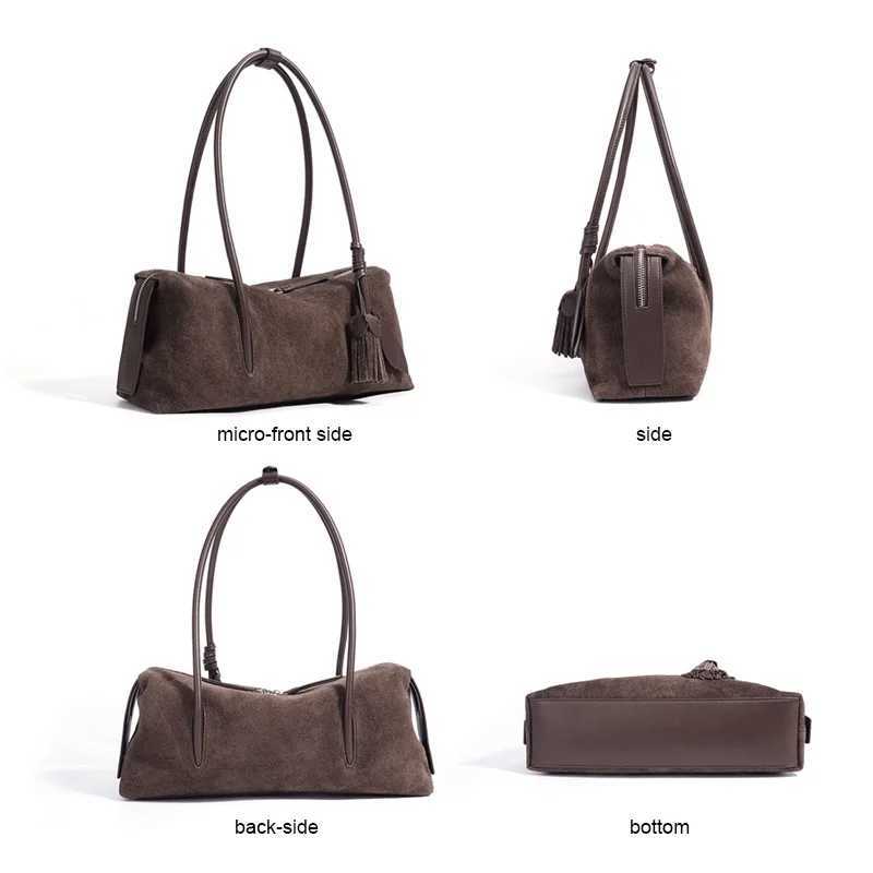 2025 Autumn Winter Suede Leather Bag Minimalist Unique Single Shoulder Bag Slouchy Casual Underarm Tote High Quality Handbag K251128