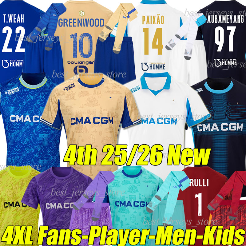 4XL 2025/26 MaRsEile 4th soccer jerseys OM AUBA PAIXAO GREENWOOD VAZ PAVARD GOUIRI AGUERD maillot foot HOJBJERG ANGEL RULLI football shirts men kids kit socks setS