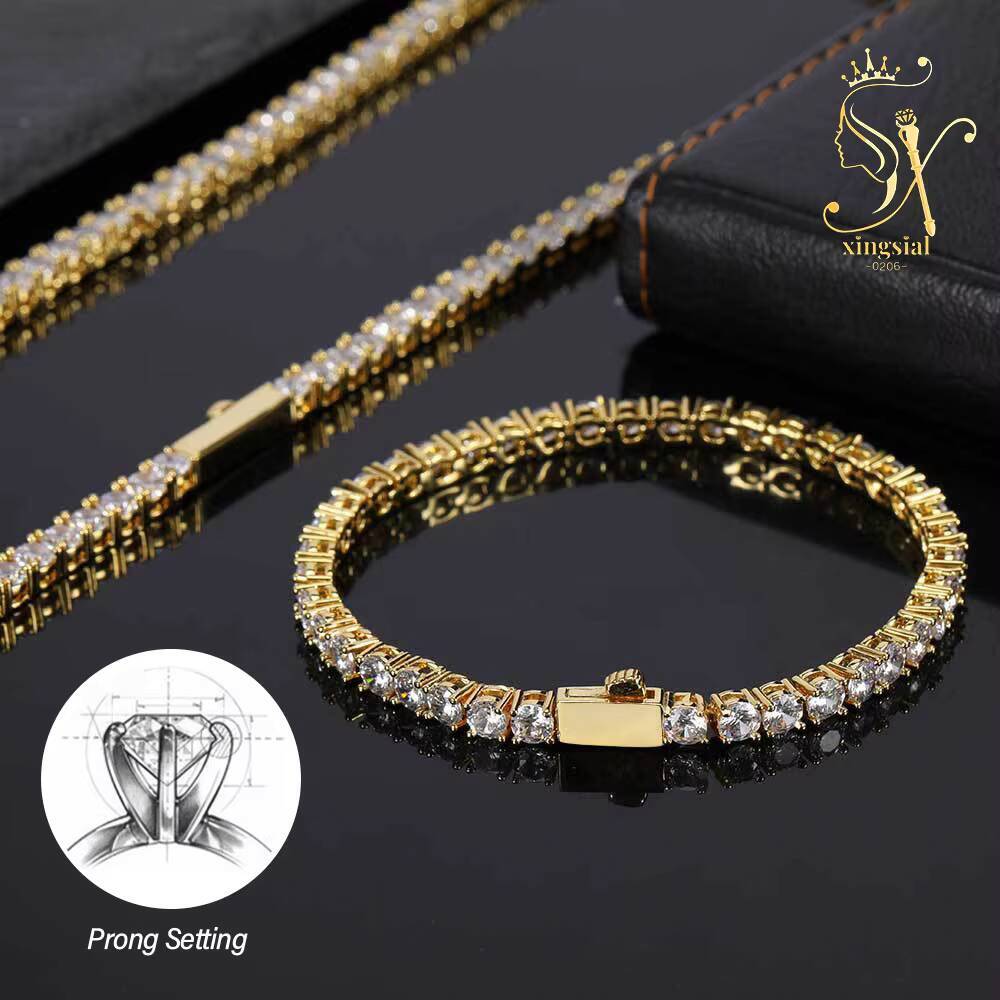 Wholesale Hip Hop Style Fine Jewelry 2mm to 65mm Bangles Ice Out Diamond Tennis Bracelet Cuban Link Chain for Men