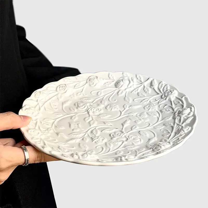 Luxury French Ceramic Plate Luxury Restaurant ic White Steak Plate Exquisite Round Household Tableware Y251129