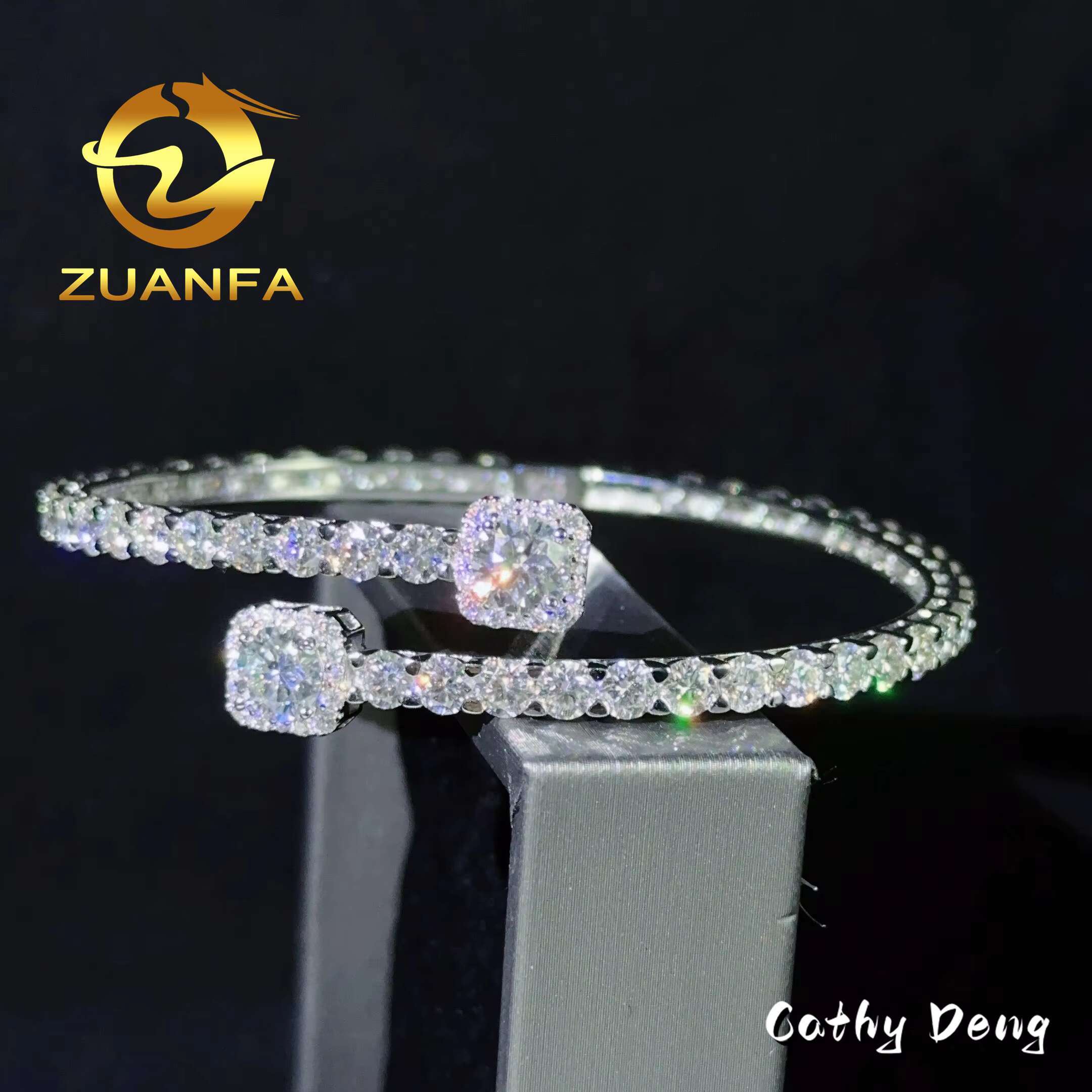 New Custom Hip Hop Jewelry 925 Silver VVS Moissanite Bracelet Men Iced Out 4.0mm Tennis Bangle Bracelet Pass Diamond Tester