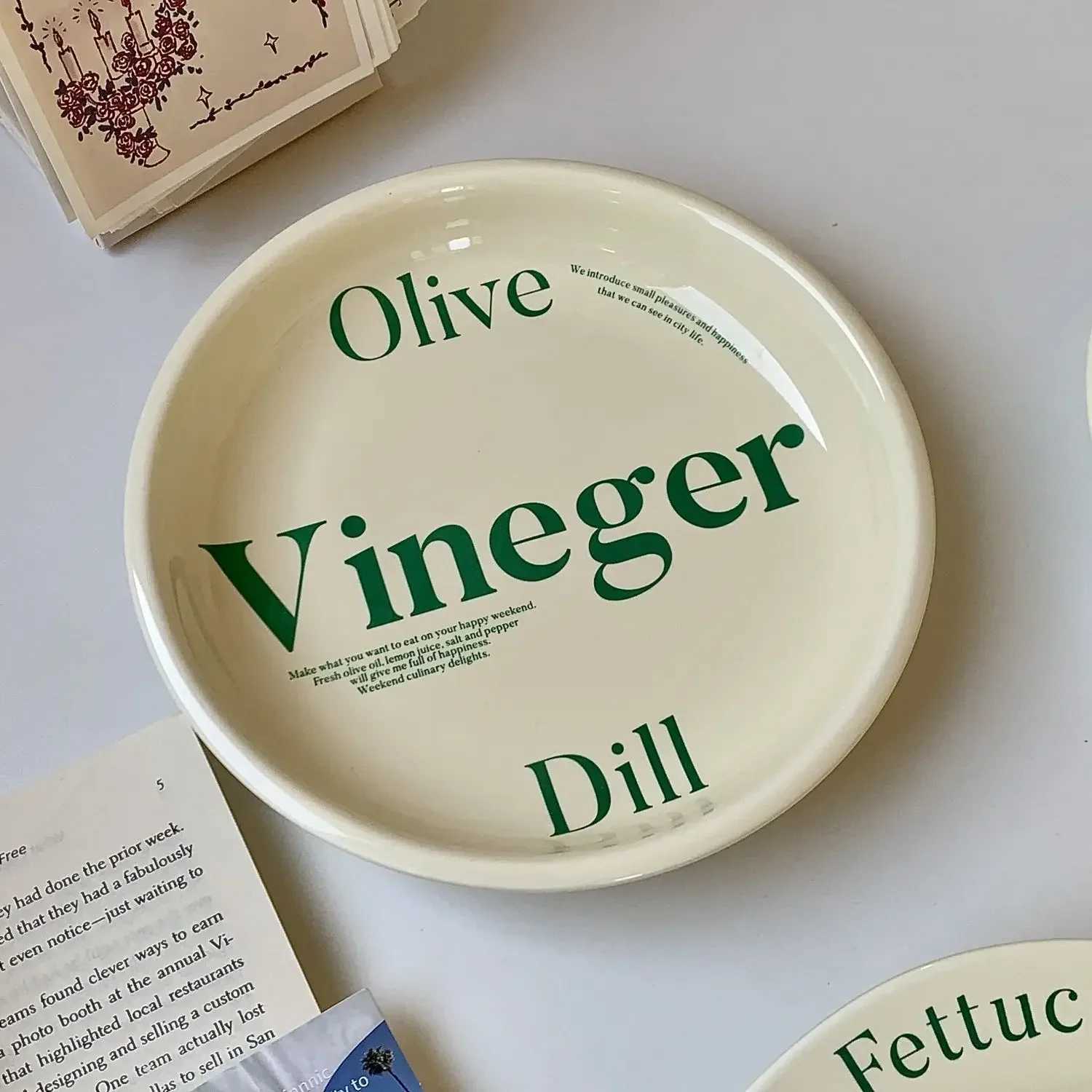 Luxury Korean Creative Western Cuisine Plate Letter Ceramic Plate ins High Beauty Ceramic Cake Dessert He Vegetable Soup Plate Y251129