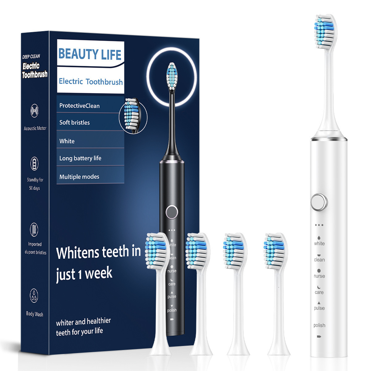 Rtauys S5 Upgraded Sonic Electric Toothbrush for Adults and Kids Ages 12 with 8 Brush Heads IPX7 Travel Toothbrush with Case 250516