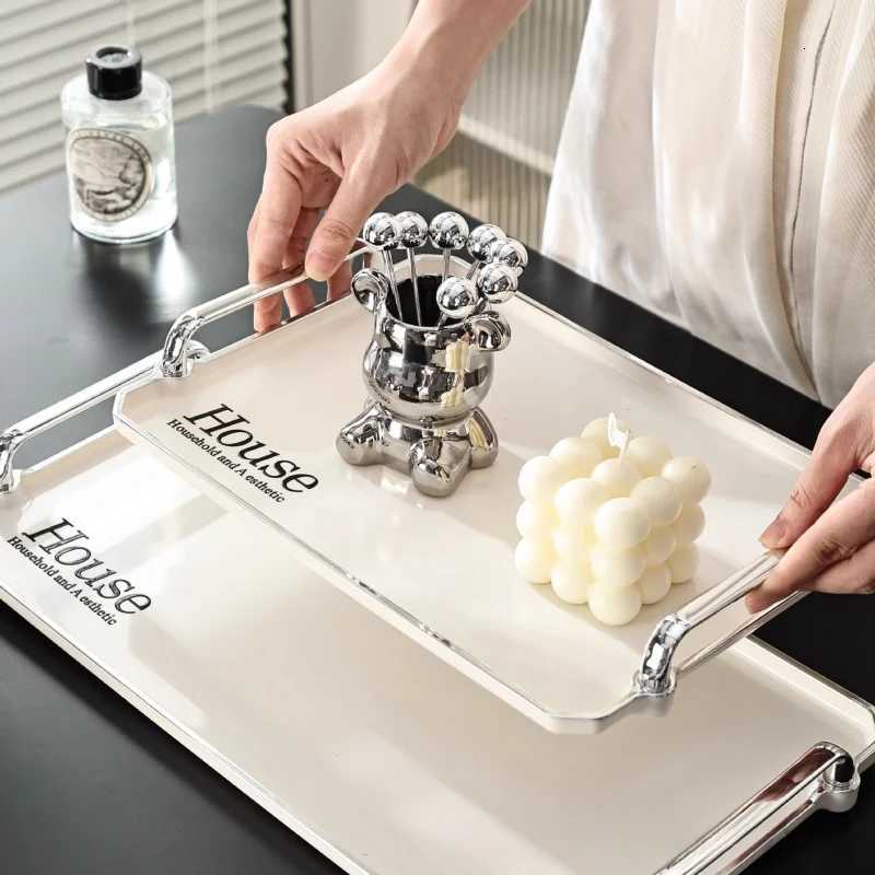 Plastic Storage Tray With Handles Dessert Plate Nut Fruit Cake Tray Home Tea Tray Desktop Cosmetic Jewelry Tray Serving Tray Y251129