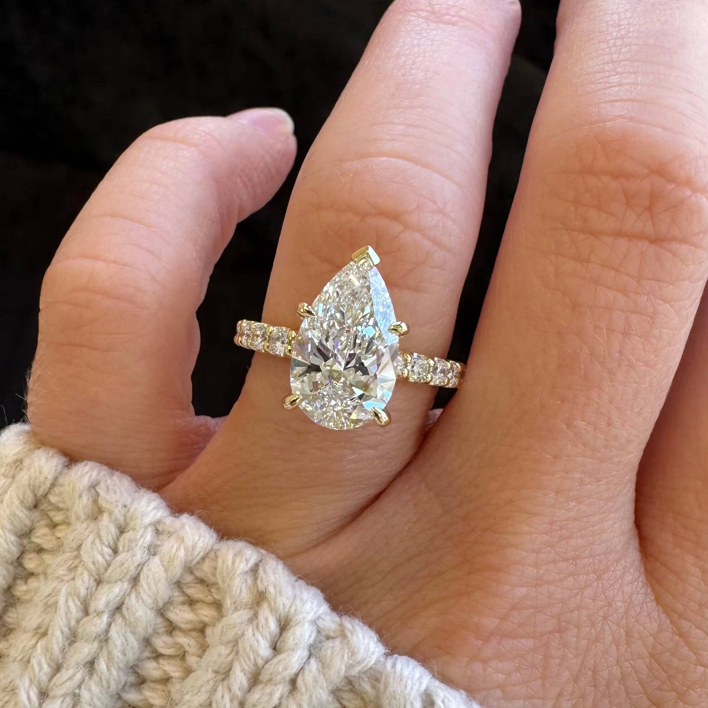 IGI GIA Certified CVD HPHT Lab Grown Created Diamond 10k 14k 18k Solid Gold Ring Engagement Ring