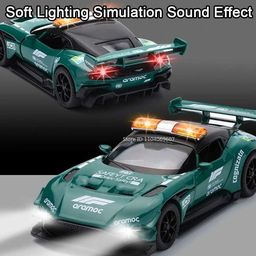 132 Scale Vulcan Safety Car DB12 Model Toy Metal Body Rubber Tires Sports Cars Models Sound Light Pull Back Toys Gift for Child J251129