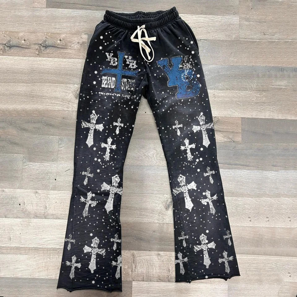 Y2k Flared Pants Men Loose 3D Print Trousers Casual Sweatpants Mid Waist Sporty Female Clothes Streetwear Hip Hop Vintage Pants 251126CJ