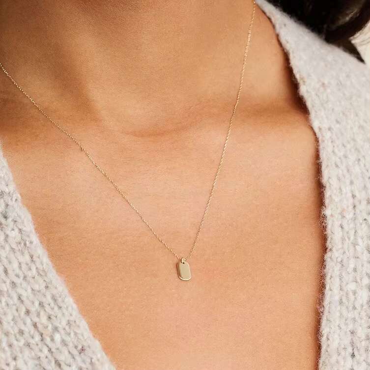 DHCollections Custom Sterling Sier 14/ Gold Plated Vermeil Women Fine Jewelry Classic Dainty Dog Tag Necklace for Ladies