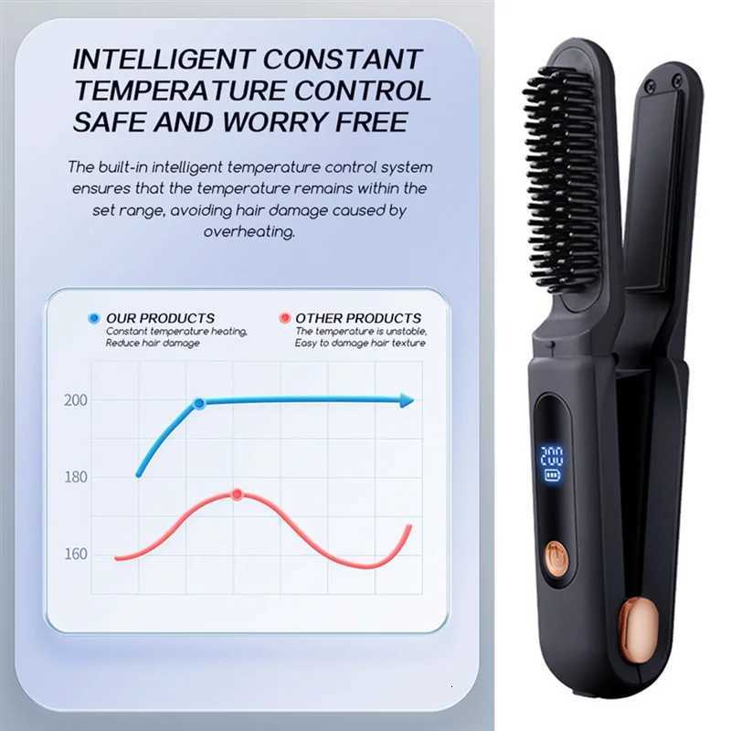 AA20-2 In 1 Hair Tool Portable Hair Straightening Brush Hair Straightening Brush VioletT251129