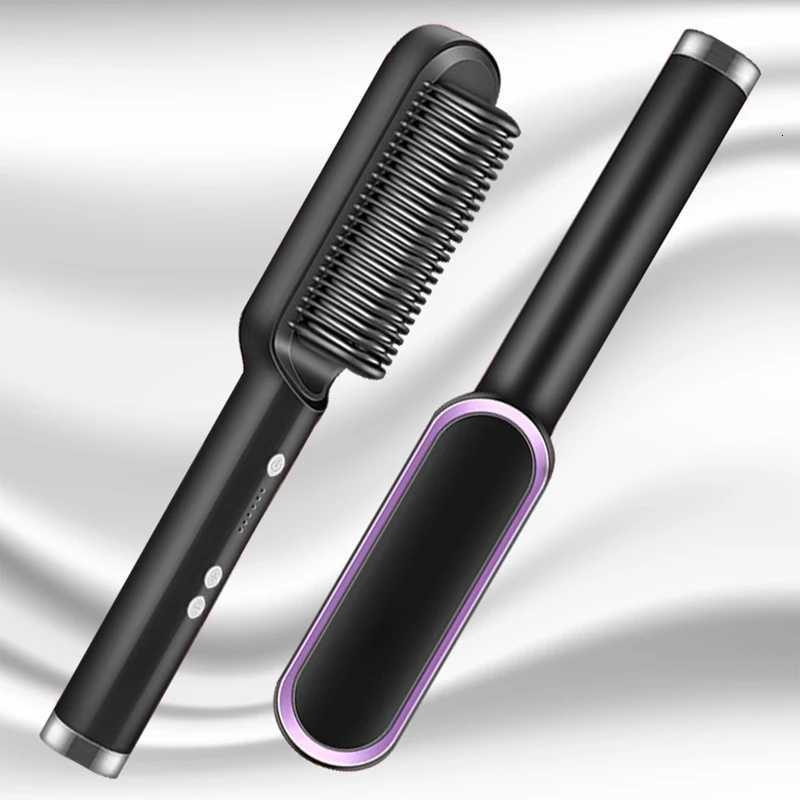 2 In 1 Hair Straightening Brush Negative Ion Hair Straightener Heating Comb Multifunctional Stying ToolT251129